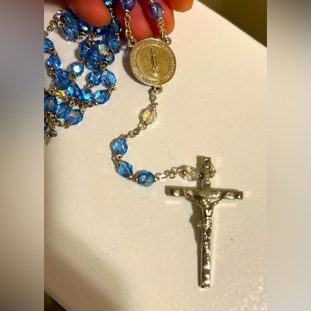 Crystal and silver rosary — from Italy. Vintage